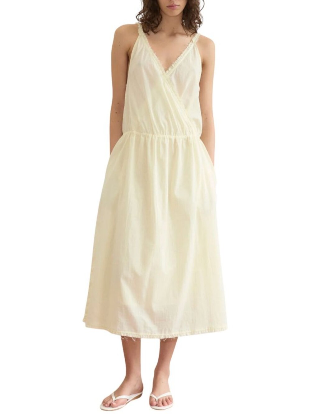 DEIJI STUDIOS Crossed Dress Soft Yellow Stripe NWT $265 XS